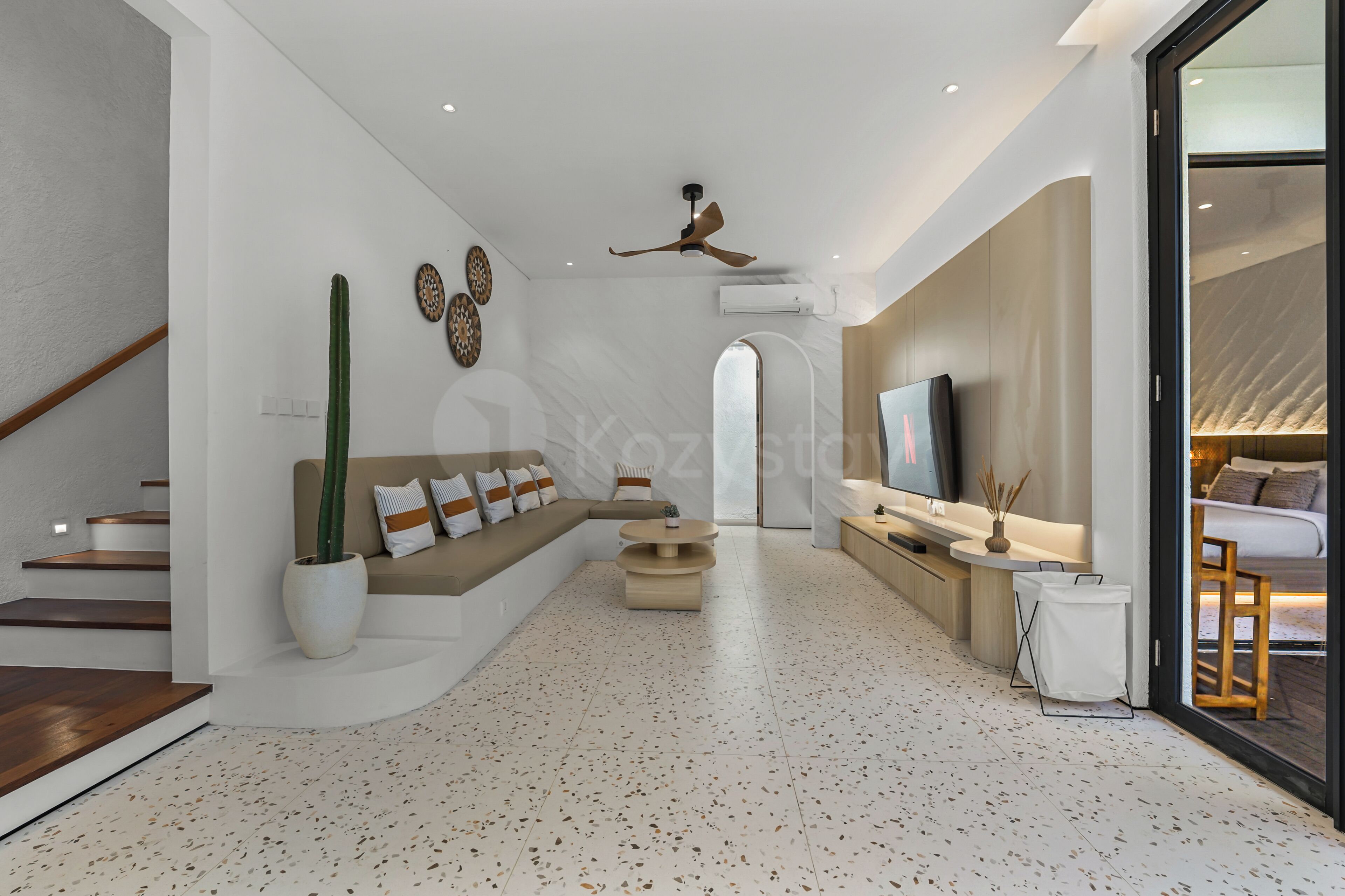 Villa, 3 Bedrooms, Pool View | Living area | 55-inch Smart TV with cable channels, Netflix, streaming services