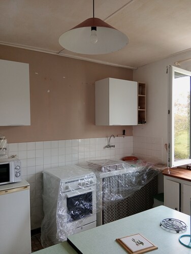 A townhouse in the countryside by the sea. 30 m². Small dogs are allowed.