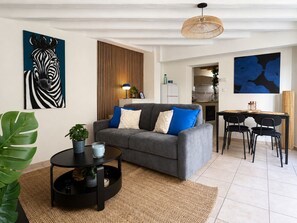 Living area - Charming Cozy Retreat for 2–4 Guests • Blue Safari Ambiance (Angers)