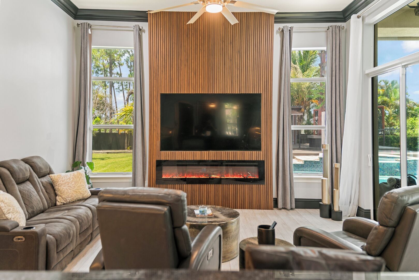 Luxury Villa, Patio, Garden View | Living room | 55-inch Smart TV with digital channels