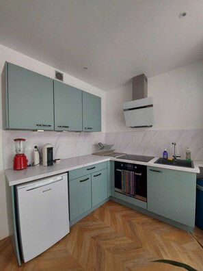 Private kitchen - Charming and cozy one-bedroom apartment in the very heart of the city—near the Loire River (Orléans)