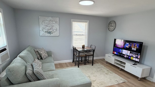 Living area - Modern 2BR Near Beach+Private Parking (West Haven)