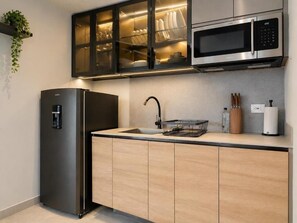 Private kitchen - Unique Mine Hotel: GYM + POOL + TERRACE + COWORKING ACCESS (Bogotá)