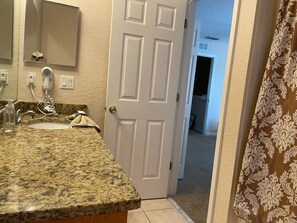 Hair dryer, towels