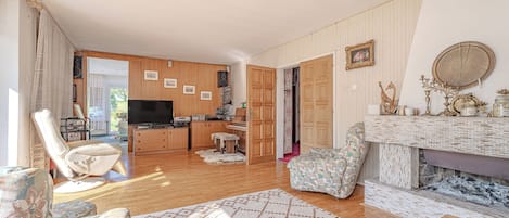 TV, fireplace