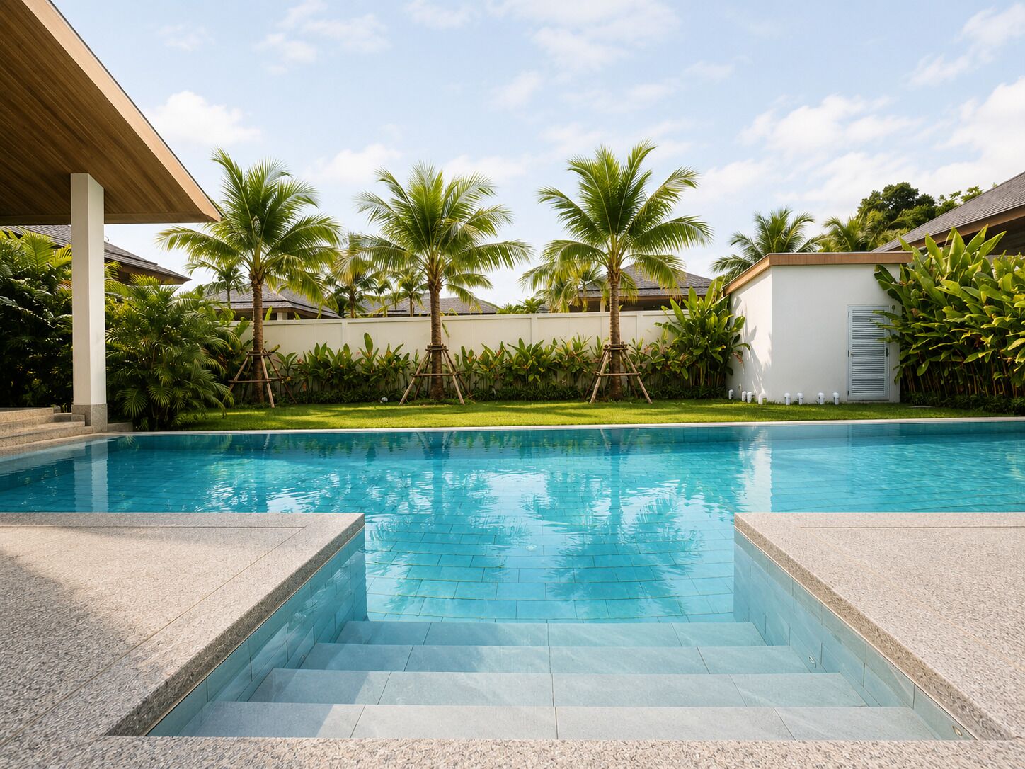 Outdoor pool, pool loungers