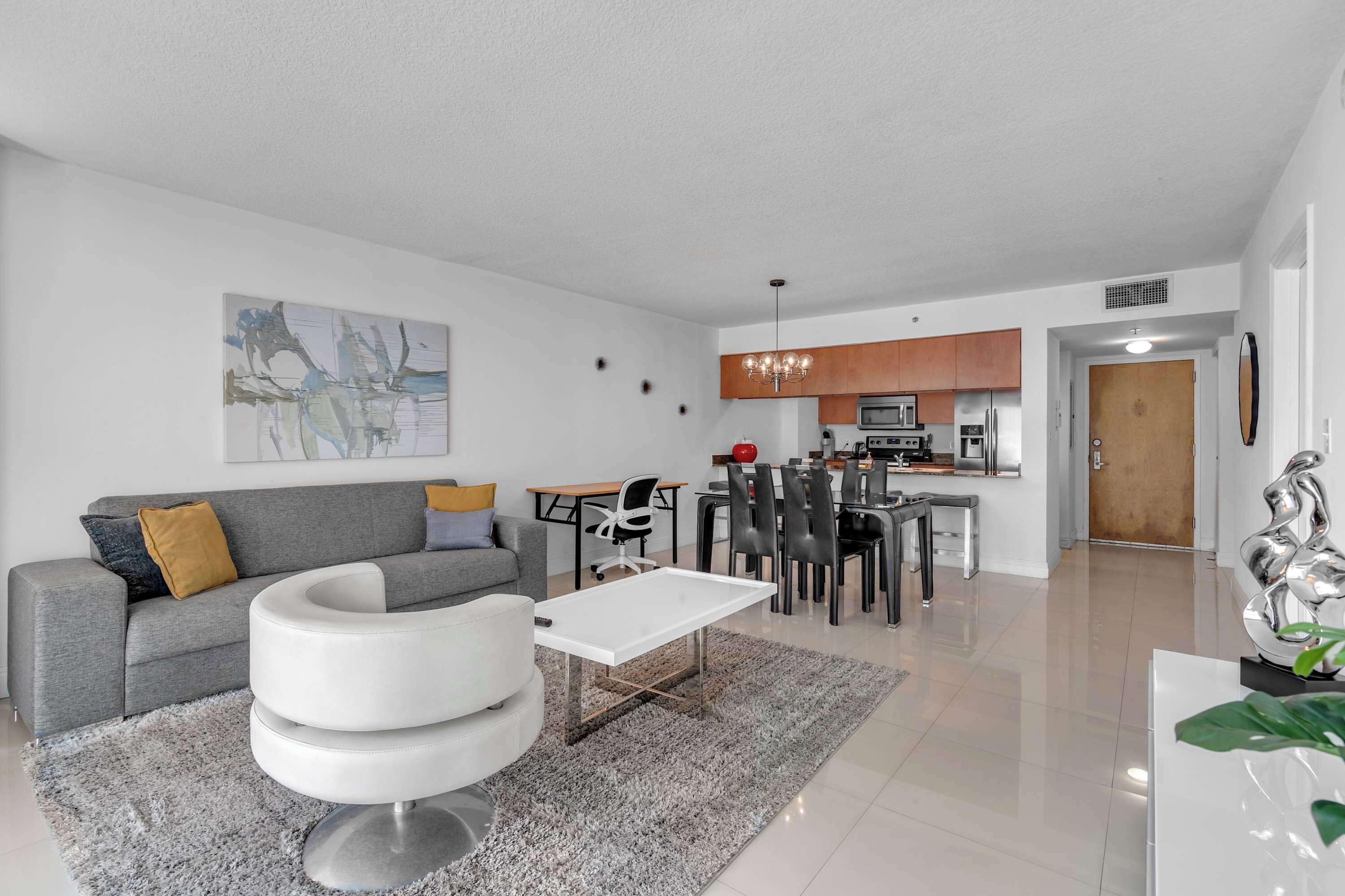 Appart'hôtel, 1 grand lit, vue ville (Chic City Condo) | Coin séjour