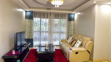 패밀리 듀플렉스, 부분 호수 전망 | 거실 공간