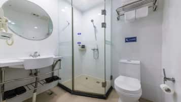 Standard Double Room | Bathroom | Shower, hair dryer, towels, soap