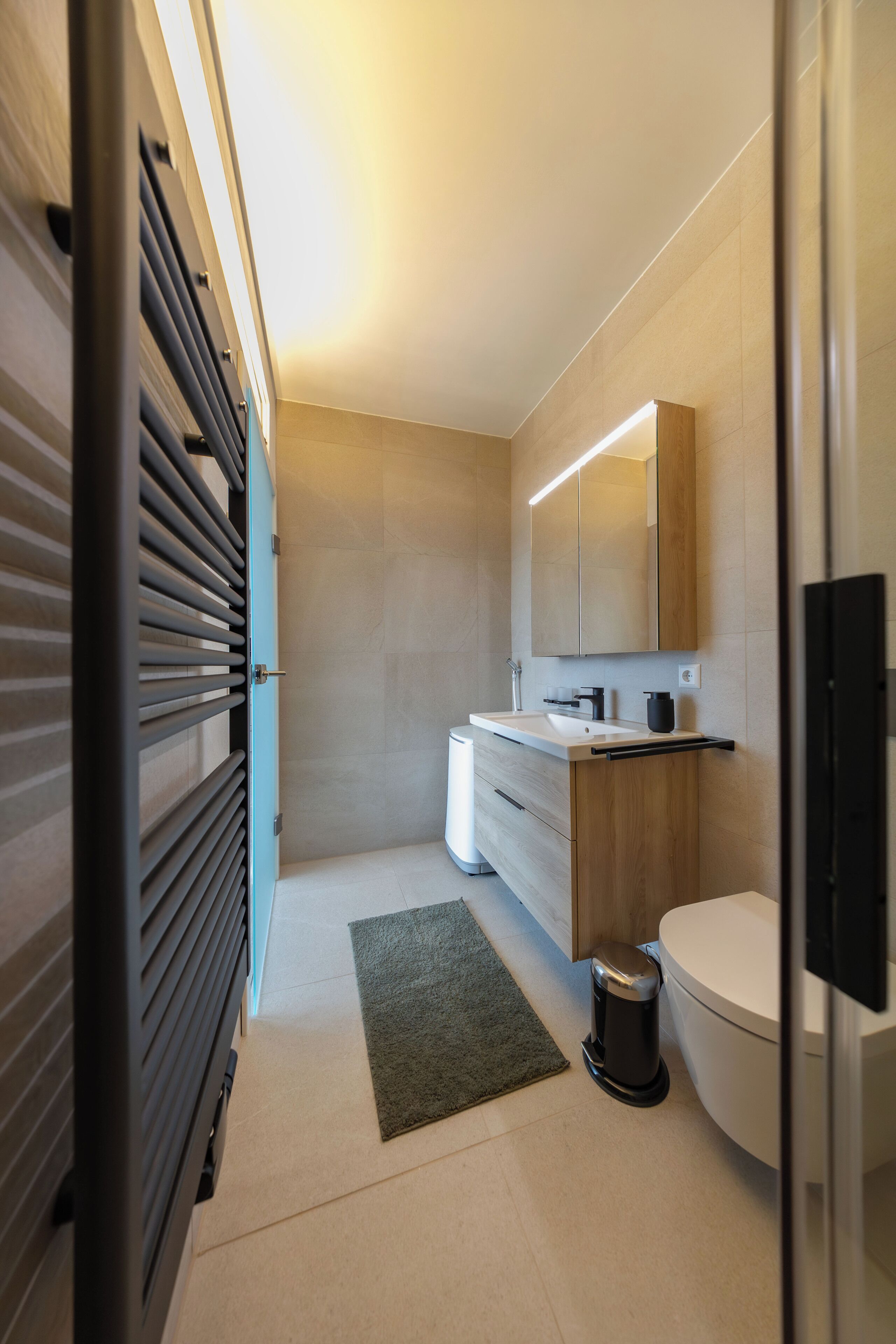 Dusche, Haartrockner, Handtücher, Toilettenpapier