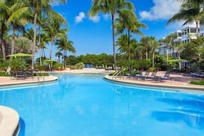 Outdoor pool - Enjoyable 2-bedroom Hyatt Beach House condo in Key West during Fantasy Fest! (Key West)