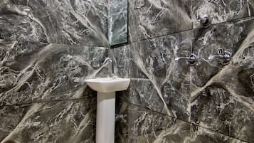 Luxury Double Room, City View | Bathroom | Shower, slippers, towels, soap