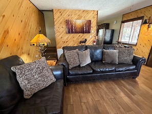 TV, fireplace - Little Fanny Cabin in Red River (Red River)
