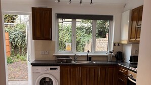 Fridge, microwave, oven, toaster