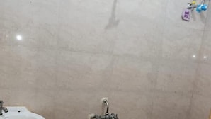 A bathroom with a sink, shower, and toilet. - Hotel Bindusagar (Bhubaneshwar)