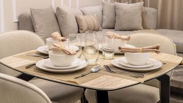 Luxury Apartment, Balcony, City View | Dining room