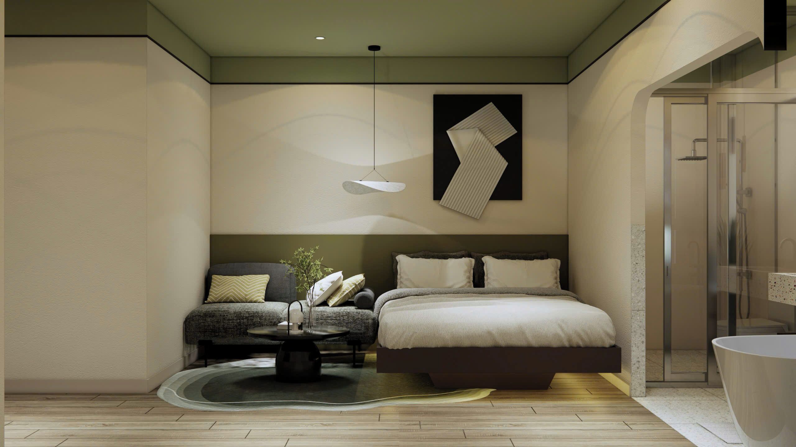 Departamento Deluxe | Escritorio, espacio para trabajar con laptop y cortinas blackout 