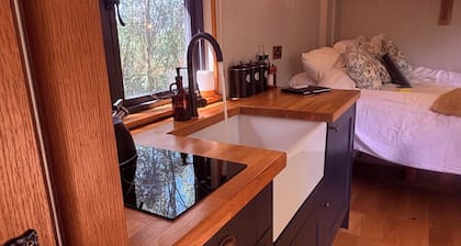 Luxury Waterside Shepherd’s Hut | Private Garden, Log Burner & Woodland Escape