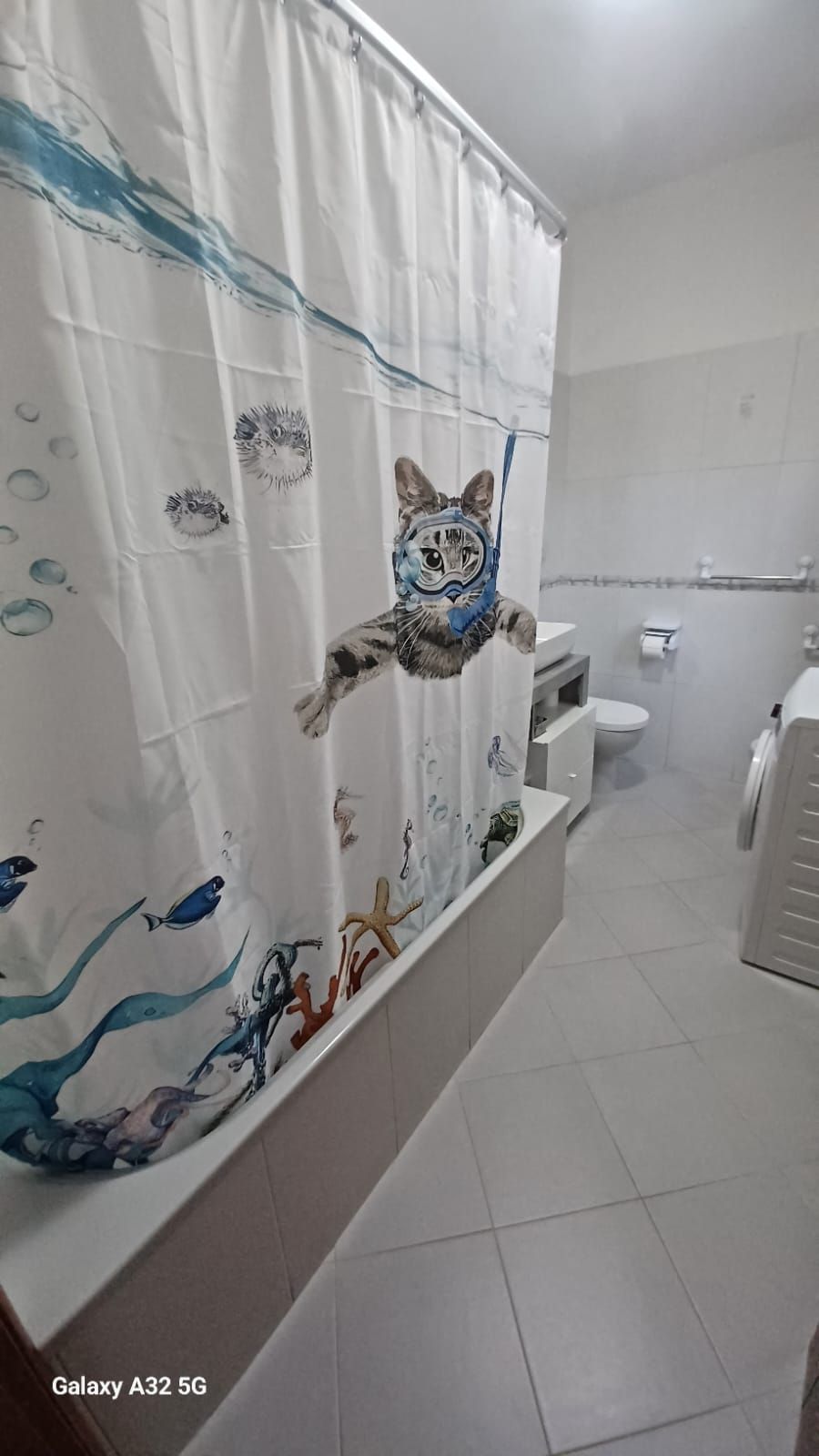 Hair dryer, bidet, towels, toilet paper