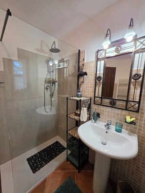 Dusche, Haartrockner, Bidet, Handtücher