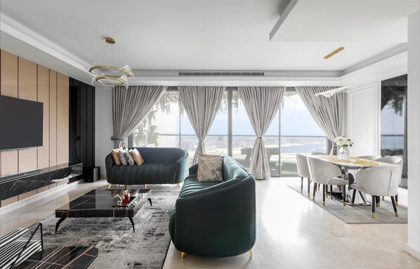 Living area - Eko Atlantic apartment at lagos Victoria Island secured for your vacation, (Lagos)