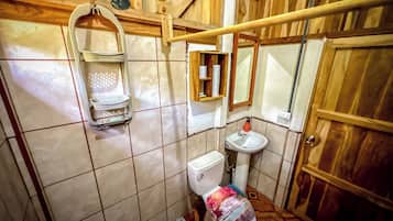 Basic Double Room, Patio, Courtyard View | Bathroom | Shower, towels, soap, toilet paper