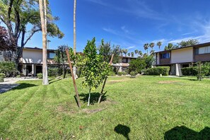A residential area with multiple two-story houses, a well-maintained lawn, and a variety of trees. - Walkable Old Town 2BD 2BA Retreat Camelback Views Pools BBQs (Scottsdale)