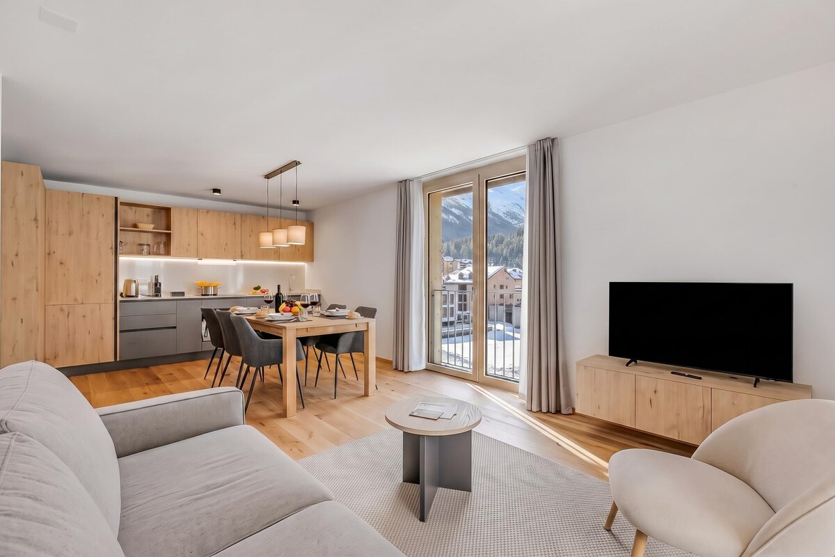 Appartamento Standard, 2 camere da letto, 2 bagni (Residenza Castanea 101 Modern Alpine) | Area soggiorno