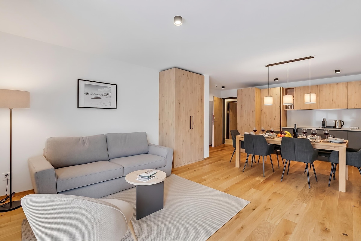 Appartamento Standard, 2 camere da letto, 2 bagni (Residenza Castanea 104 Modern Alpine) | Area soggiorno