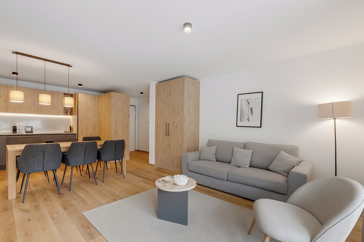 Appartamento Standard, 2 camere da letto, 2 bagni (Residenza Castanea 103 Modern Alpine) | Area soggiorno