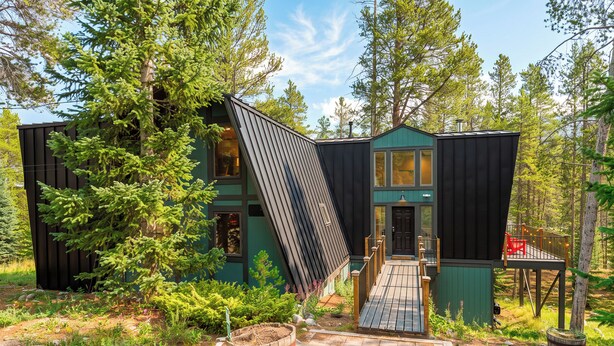 Unclassified image, 1 of 48, button - A-Frame + Hot Tub + Arcade + BBQ | Forest Views + Ski Access | Pitch & Pine (Breckenridge)