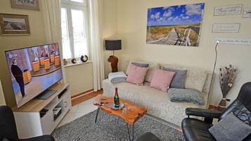 TV, DVD-spiller, bordtennis og bøker