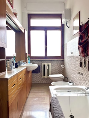 Dusche, Haartrockner, Bidet, Handtücher