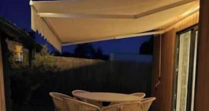 Lodge with a private heated pool