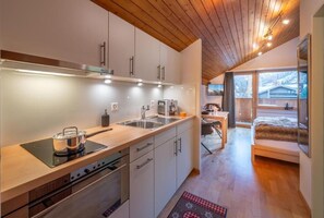 Estudio, balcón, vistas a la montaña | Cocina privada