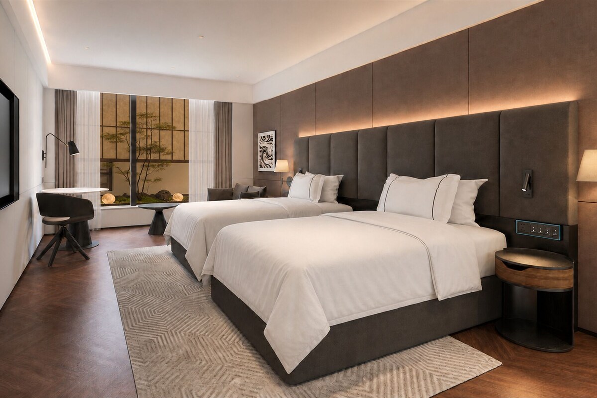 In-room safe, desk, laptop workspace, blackout drapes