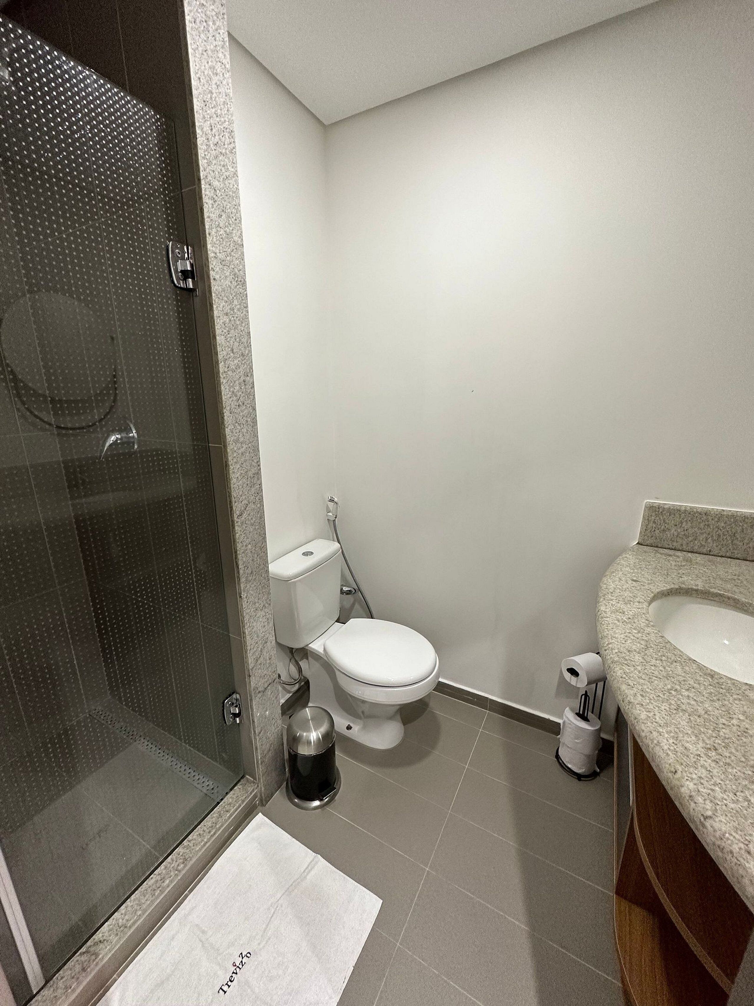 Shower, free toiletries, towels, soap