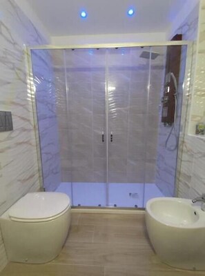 Dusche, Haartrockner, Bidet, Handtücher