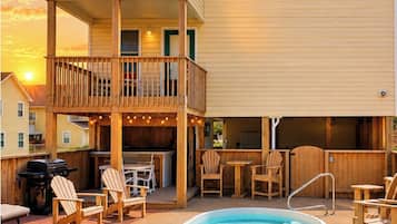 Golden hour by the pool, with an Outer Banks sunset to end the day.