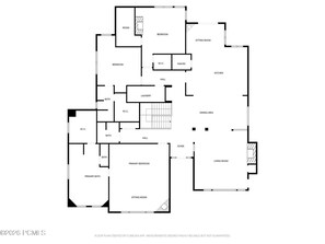 A floor plan with a primary bedroom, sitting room, dining area, kitchen, and bathroom. - Deer Valley Luxury Lodge | Shuttle, Hot Tub, Games (Park City)