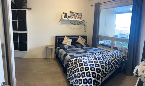 Beautiful cozy bedroom with personal washroom