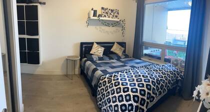 Beautiful cozy bedroom with personal washroom