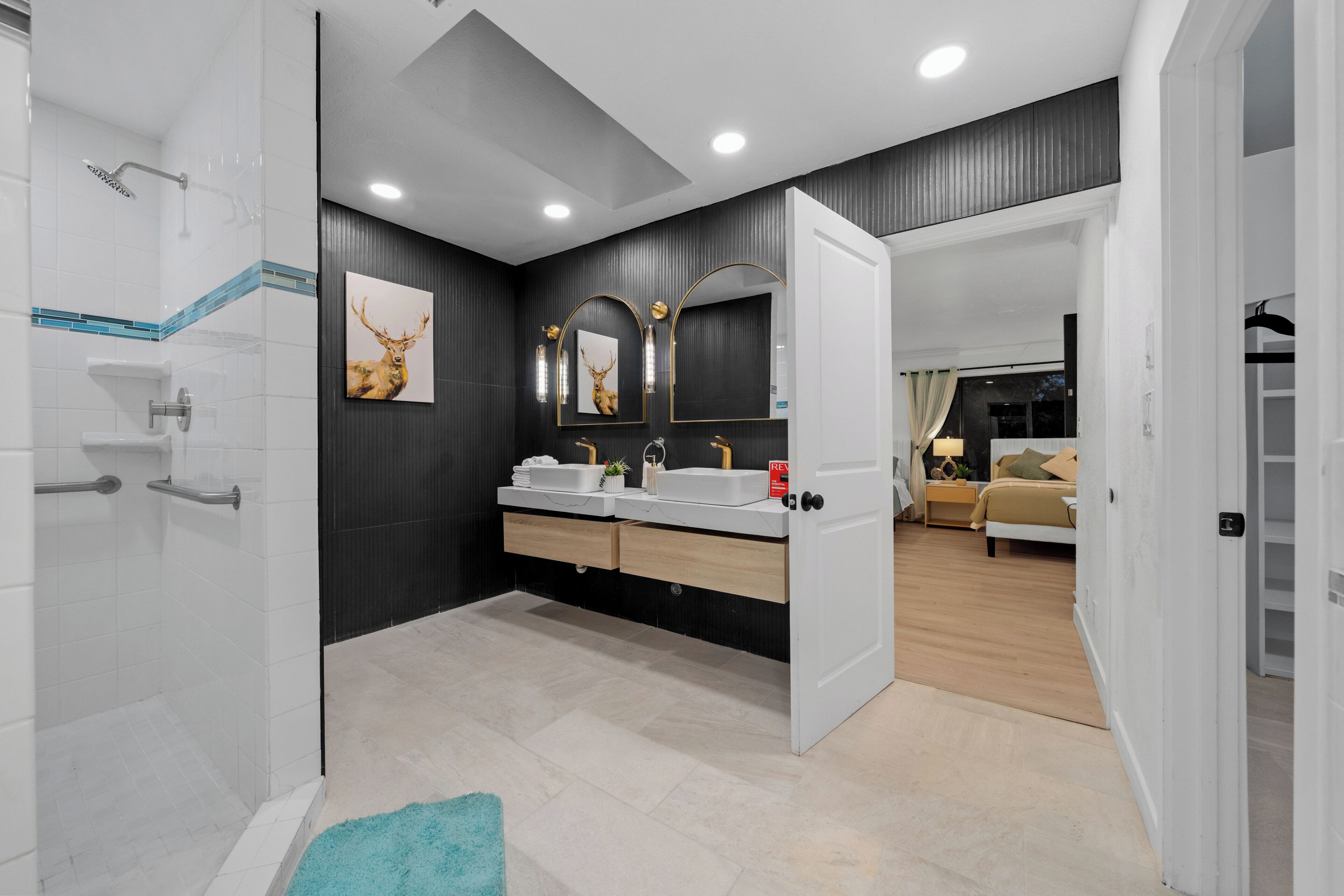 Hair dryer, bidet, towels, soap