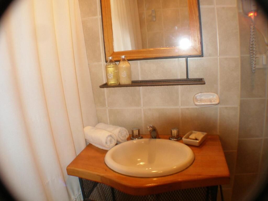 Une salle de bain avec un lavabo, un miroir et une douche.