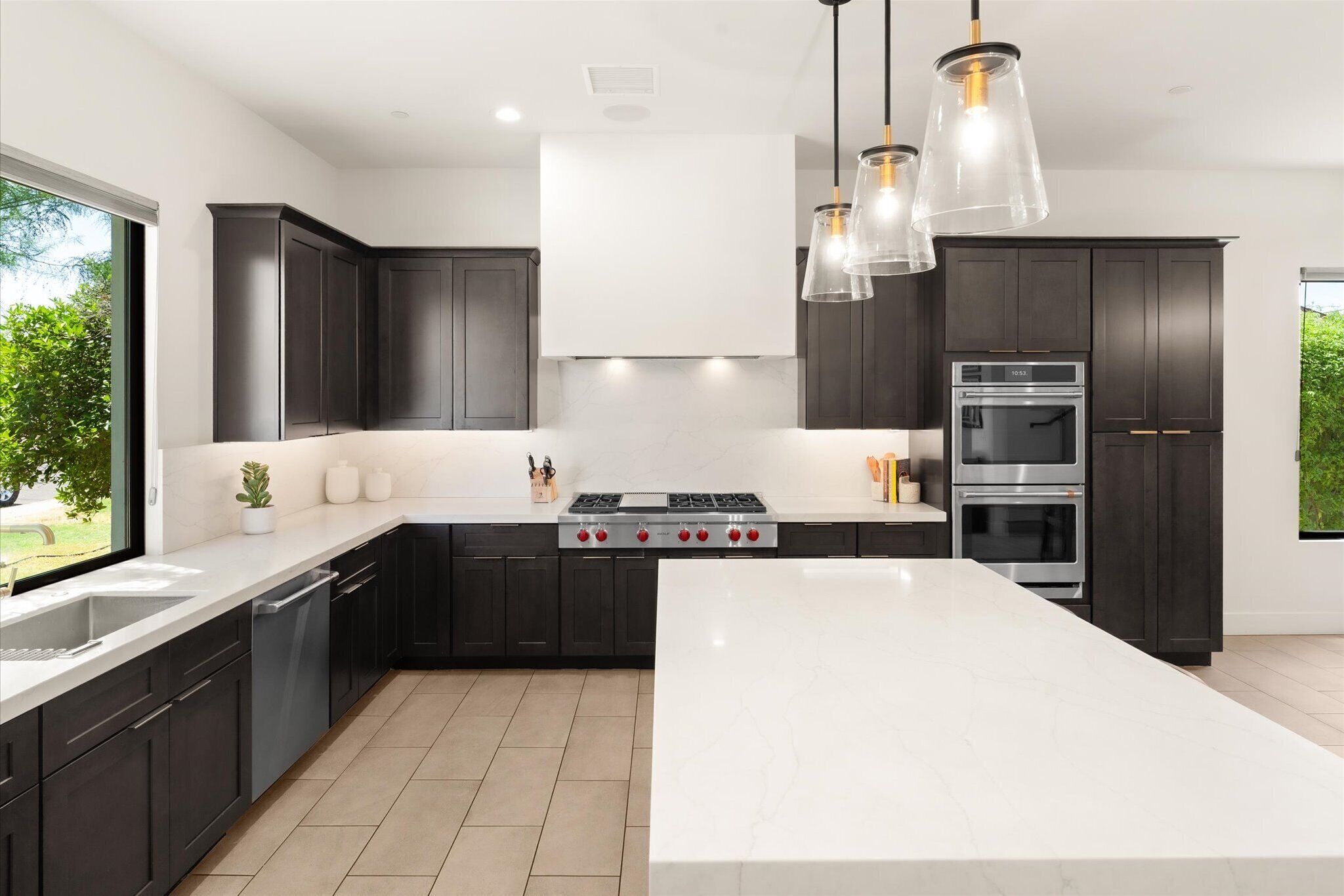 Bright modern kitchen with spacious island seating.