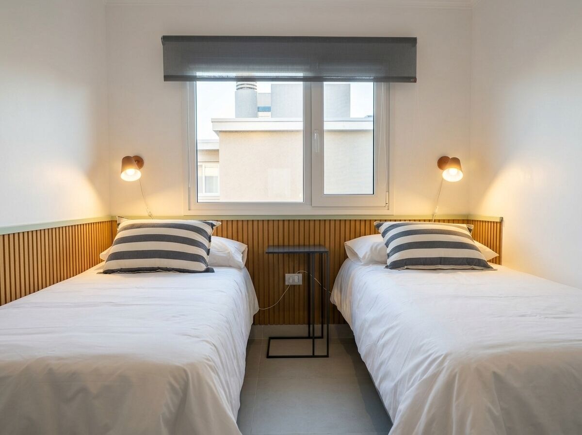 Tabla de planchar con plancha, wifi y ropa de cama 