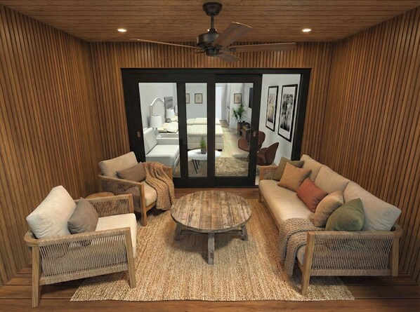 Living area - The Vine - Stylish Poolside Suite (New Ulm)