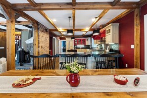 Dining - Timber-Frame Retreat + Chef's Kitchen + Game Room | 3.5 Acres | Bow & Beam (Sheffield)