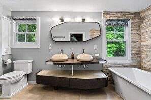 Bathroom - Timber-Frame Retreat + Chef's Kitchen + Game Room | 3.5 Acres | Bow & Beam (Sheffield)