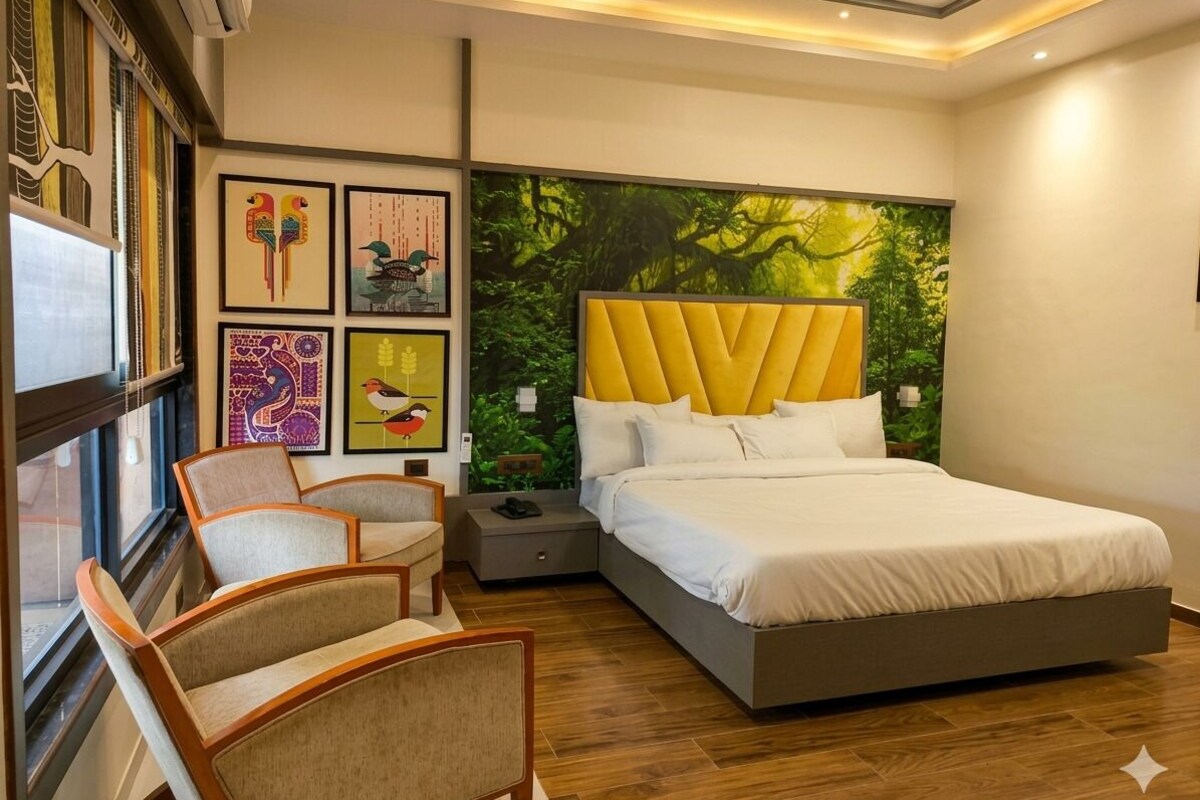 Quarto superluxo | Ferros/tábuas de passar roupa, roupa de cama
